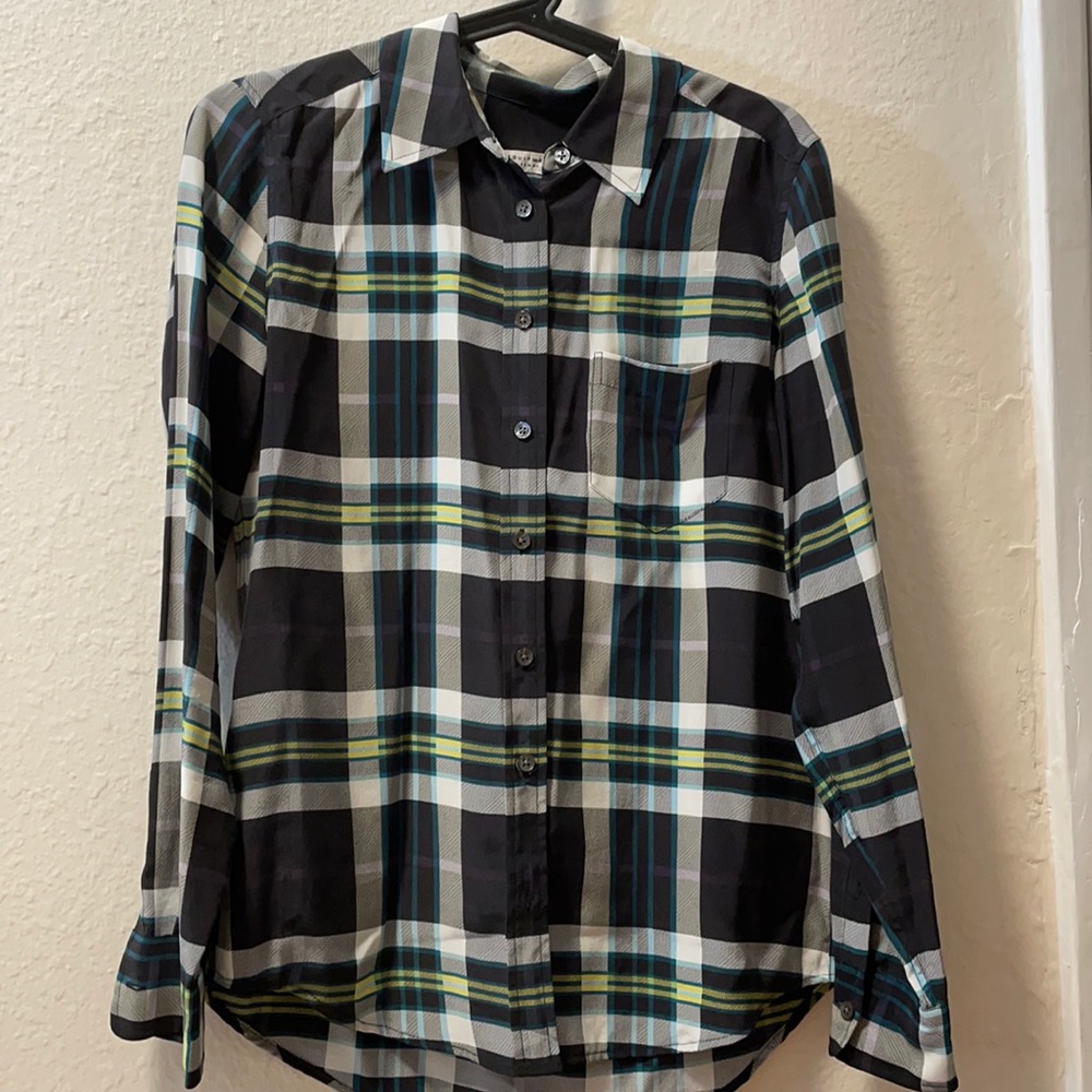 Equipment Silk Check Button Down Shirt Size Xsmall